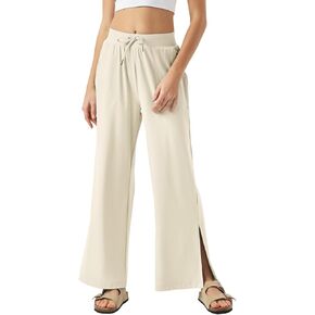 26"/28"/30" Inseam Womens Wide Leg Sweatpants Petite High Waist Summer Pants UPF50 Lightweight Beach with Pocket Split Leg