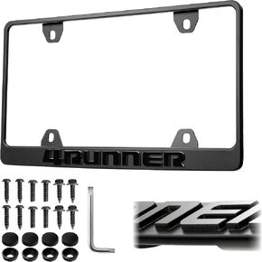4 Runner License Plate Frame - حامل مسحوق المسحوق الأسود الشبح UV مقاوم للصدأ مقاوم للصدأ - قطعة واحدة - متوافقة مع 1984-2025 4 Runner SUV (أحرف ثلاثية الأبعاد مع الأجهزة المتصاعدة)