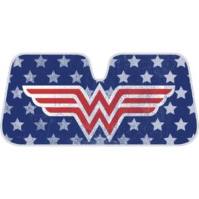 Wonder Woman Red Logo DC Comics الرسمية المرخصة من الزجاج الأمامي للزجاج الأمامي Sun-shad-accordion قابلة للطي Auto Sunshade للسيارة Suv Suv Blocks UV Rays Sun Visor Protecor