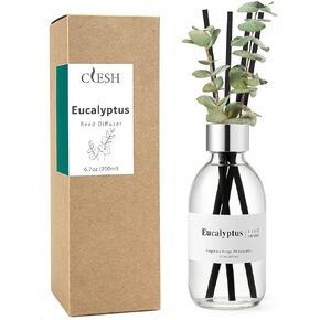 Clesh Reed Diffuser Set, 6.7 oz Eucalyptus Scented Diffuser with Sticks, Home Fragrance Reed Diffuser for Bathroom Shelf Decor