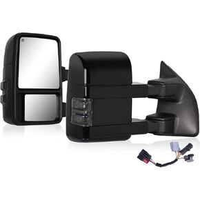 Tow Mirrors Compatible With 1999-2016 Ford F250 F350 F450 F550 Super Duty Truck Power Heated Manual telescoping&folding Pair LED Turn Signal Smoke