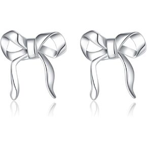 Sluynz 925 Sterling Silver Bow Stud أقراط للنساء المراهقات القوس الأقراط
