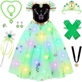 Meland Princess Dress Up for Girls - Light Up Princess Dress for Role Play, Halloween Costume for Toddler Girls 3-10
