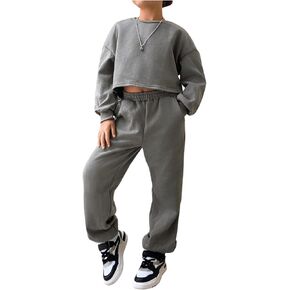 ملابس الفتاة في Verdusa's 2 قطعة مجموعات Sweatsuit أسقطت قميص من النوع الثقيل وركض الركض