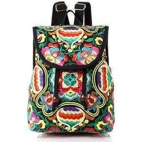 Goodhan Vintage Embroidered Women Backpack Ethnic Travel Handbag Shoulder Bag