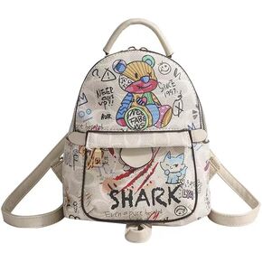 MIAC Girls Fashion Backpack Pu Leather Prose Prose for Women Massion Graffiti Design Handbag Ladies Counter Counter Procs