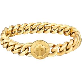سوار KRKC & CO 12/14mm Mens Cuban Link ، سوار Miami السميك المطلي بالذهب 18 كيل