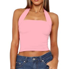 Women Sexy Halter Neck Backless Tank Top Open Back Sleeveless Slim Fit Y2k Summer Tops