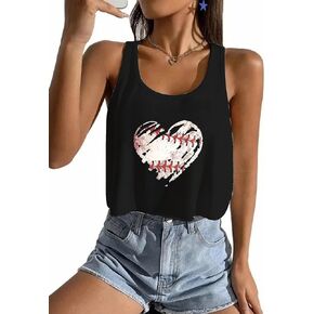 Baseball Crop Tops Shirts Women Baseball Mom Crop Tank Game Day Gifts Funny Sleeveless Tank Tops