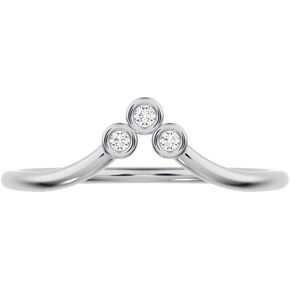 Clara Pucci 0.03 Ct Round Cut Diamond Dainty Minimalist Bezel Stackable Curved Chevron Solid 18K White Gold Everyday Wedding Band
