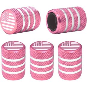 Tire Valve Stem Caps 5 pcs Premium Stainless Steel & Aluminum Alloy, Universal Fit for Cars/Trucks/Motorcycles/Bikes, Anti-Corrosion, Dustproof & Waterproof Air Valve Caps (Pink, Universal)
