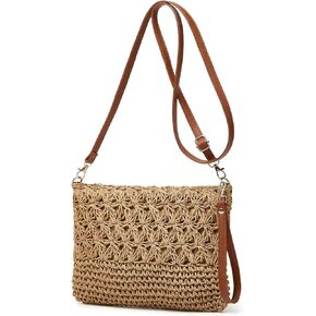 Square Bag Straw Beach Bags For Women Rattan Purse Summer Straw Crossbody Handmade Raffia Bag Handbag Purse Shoulder Bag 2025
