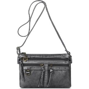 Angel Kiss Small Crossbody Bag for Women Leather Crossbody Purse Triple Compartments Cell Phone Purse Shoulder Bags for Women