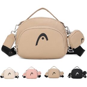 HEAD Waterproof Small Crossbody Bag for Women, Removable Wide Strap Black Shoulder Handbags Purse with Mini Coins Bag