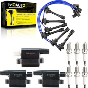 مجموعة من 2 UF196 و 1 UF197 لفائف الإشعال حزمة و 6 PCS Iridium Sparks مع مجموعة الأسلاك متوافقة مع Mitsubishi Montero 1997-2002 Montero Sport 1997-2004-V6 3.5L 3.0L