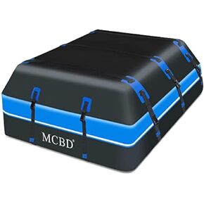 حقيبة حمل البضائع على السطح، حقيبة أمتعة على سطح السيارة مقاومة للماء بطول 15 قدم مكعب لجميع المركبات ذات الدفع الرباعي مع/بدون قضبان، تتضمن 10 أشرطة معززة + 4 خطافات للأبواب، وحقيبة تخزين، وحصيرة مضادة للانزلاق، باللون الأزرق in Kuwait