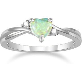 SHINYSO 14K Gold Plated Wedding Bands for Women Heart Cut Opal Promise Love Rings Cubic Zirconia CZ Engagement Ring for Women Size 4-10