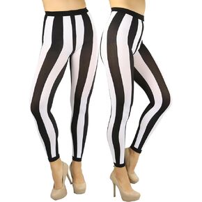 ToBeInStyle Women's Opaque Wide Vertical Stripes Full Footed Tights