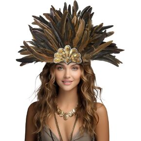Feather Carnival Headdress Sequin Crown Headpiece Showgirl Costume Accessory