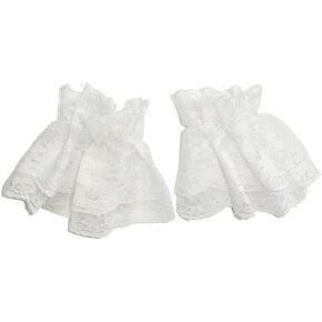 Cute Lolita Lace Hand Sleeve Wrist Cuffs Ruffled Floral Lace Elastic Bowknot Bracelet Wedding Cosplay Party Jewelry Accessories for Women Men