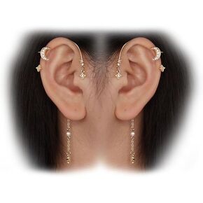 Crystal Ear Cuffs Non Pierced Ear Wrap Earrings Rhinestone Zircon Star Moon Earrings Bridal Wedding Jewelry for Women