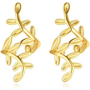 Reffeer Solid 925 Sterling Silver Leaf Cuff Cuff Wraps for Women Leaf Cuff Arrings Helix Helix Noniber