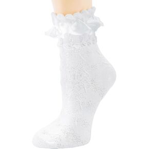 Yawlsow Cute Ruffle Frilly Socks Women Lace Cotton Coquette Lettuce Edge Ankle Socks Lolita Shoujo Crew Sock for Girls Ladies