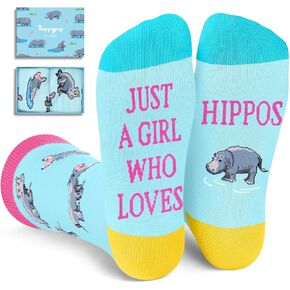 HAPPYPOP Hippo Gifts for Women - Hippo Socks Sea Animal Gifts, Hippo Stocking Stuffers for Teen Girls