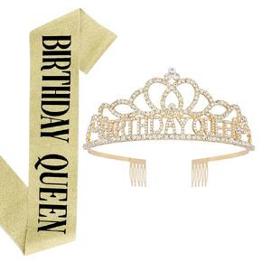 تاج عيد ميلاد Aoprie للنساء ملكة ملكة Sash للنساء Tiara للنساء