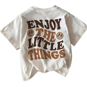 SweatyRocks Boy's T Shirts Letter Print Short Sleeve Round Neck Casual Tees Tops