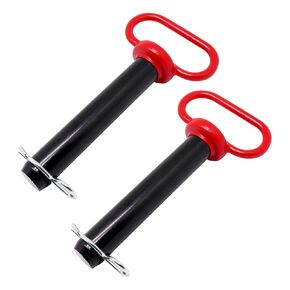 Hitch Pin 2 PCS ، جرار سحب دبوس ومقطع ، مقبض أحمر مقطورة دبوس دبوس دبوس دبوس لسحب RV ، شاحنة ، قارب ، سيارة ، جرار (1 × 5 بوصة)