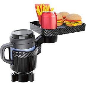 Car Cup Holder, 3 in 1 Cup Holder Expander Tray for Car with 360° Rotation,Detachable Car Food Tray,Car Table Tray with Phone Holder,Road Trip Essentials Car Accessories
