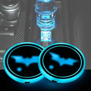 Led Cup Coasters Lights for Car Cup Holder Cup Pad with 7 Color Car Accessories Decoration Luminescent Light Blue Bat Pack of 2