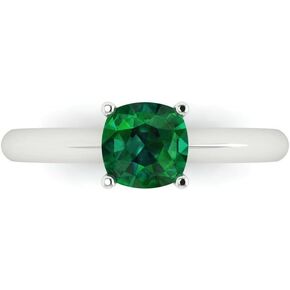 Clara Pucci 1.0 ct Cushion Cut Solitaire VVS1 Green Emerald Wedding Bridal Designer Anniversary Engagement Ring 14k White Gold