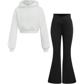 SOLY HUX Girl's Hoodies Set 2 Piece Outfits Hooded Sweatshirt Bell Bottom Pants Sweatsuit Sets