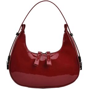 JYG Crescent Shoulder Bag for Women Retro Hobo Handbags Top Handle Y2k Underarm Bags Fashion Ladies Clutch Purses Red