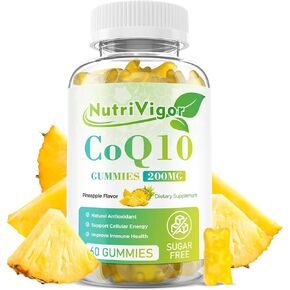 CoQ10 Gummies ، Coennzyme Q10 Complement 200mg ، ملحق COQ10 امتصاص عالي للامتصاص للطاقة الخلوية وصحة المناعة ، نباتي ، خالي من الغلوتين ، نكهة Elderberry ، 60 Count