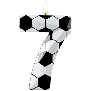 Number 7 Candles 7th Birthday Candles Soccer Happy Birthday Candle Premium Wax & 3D Diamond Design Soccer Themed Cake Topper Decorations for Men Boy Birthday Party Anniversary Celebration Supplie
