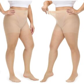 beister Plus Size Women Tights, 2 Pairs 70D Opaque High Waist Pantyhose