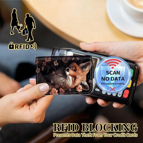 محفظة ضئيلة للرجال للرجال نساء صغير بطاقة الائتمان محفظة الجيب الجيب RFID حظر محافظ سفر علبة بطاقة رقيقة مع منظم بطاقات نافذة الهوية والمعصم ، وردة حمراء المياه in Kuwait