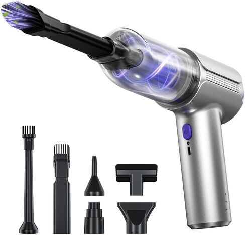 Handheld Car Vacuum Cleaner Cordless with Brushless Motor, 21000PA High Power Mini Air Duster, 7 in 1 Keyboard Portable Vacuum Cleaner Dual Filters for Car, Home, Office, Pet in Saudi Arabia