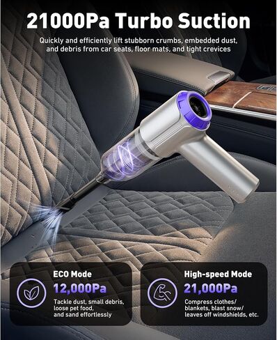 Handheld Car Vacuum Cleaner Cordless with Brushless Motor, 21000PA High Power Mini Air Duster, 7 in 1 Keyboard Portable Vacuum Cleaner Dual Filters for Car, Home, Office, Pet in Saudi Arabia