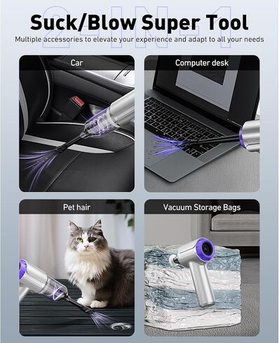 Handheld Car Vacuum Cleaner Cordless with Brushless Motor, 21000PA High Power Mini Air Duster, 7 in 1 Keyboard Portable Vacuum Cleaner Dual Filters for Car, Home, Office, Pet in Saudi Arabia