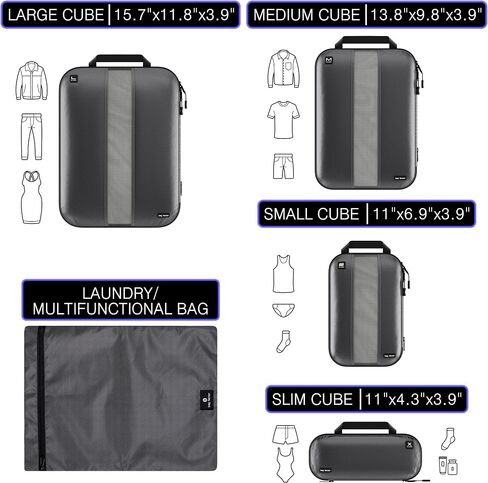 Premium Ultralight Compression Packing Cubes for Travel - Bag Factor Luggage Organizer Set (Grey - 5 Set) in Saudi Arabia