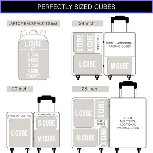 Premium Ultralight Compression Packing Cubes for Travel - Bag Factor Luggage Organizer Set (Grey - 5 Set) in Saudi Arabia