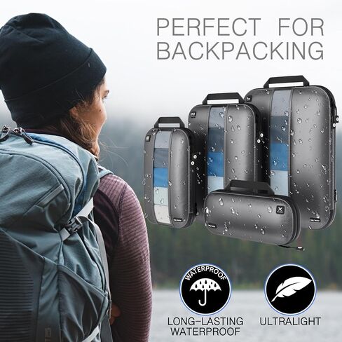 Premium Ultralight Compression Packing Cubes for Travel - Bag Factor Luggage Organizer Set (Grey - 5 Set) in Saudi Arabia