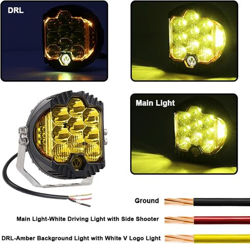 Gzminjie 5 بوصة 50W Amber أصفر LED مصباح القيادة ، LED Work Light Bar Shower على الطريق على الطريق القيادة الخفيفة بقعة مصباح القيادة في الفيضان مصباح IP67 مضاد للماء للسيارة ATV ATV ، حزمة من 1 in Kuwait