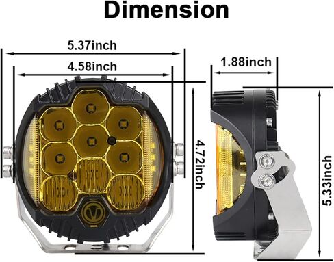 Gzminjie 5 بوصة 50W Amber أصفر LED مصباح القيادة ، LED Work Light Bar Shower على الطريق على الطريق القيادة الخفيفة بقعة مصباح القيادة في الفيضان مصباح IP67 مضاد للماء للسيارة ATV ATV ، حزمة من 1 in Kuwait