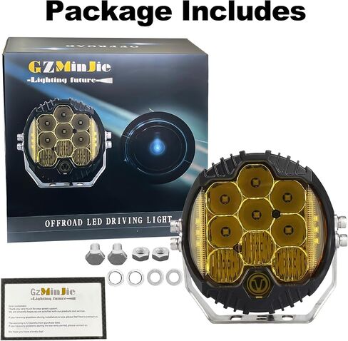Gzminjie 5 بوصة 50W Amber أصفر LED مصباح القيادة ، LED Work Light Bar Shower على الطريق على الطريق القيادة الخفيفة بقعة مصباح القيادة في الفيضان مصباح IP67 مضاد للماء للسيارة ATV ATV ، حزمة من 1 in Kuwait