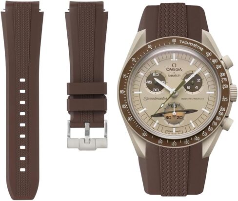 Weave Curved End Rubber Watch Straps for Omega x Swatch MoonSwatch - Curve No Gap Quick-Release Replacement Silicone Bands for Moonwatch Speedmaster for Men & Women - 20mm in Kuwait